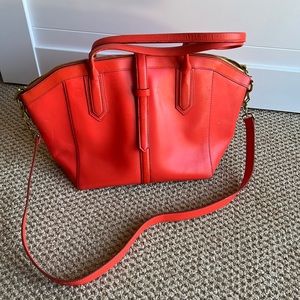 J Crew orange leather crossbody tote